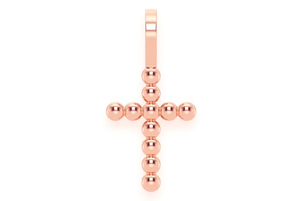 Bead Cross Pendant 14k Solid Gold