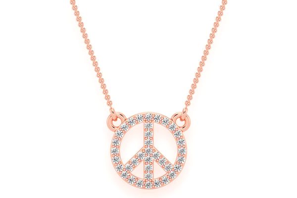 Peace Sign Diamond Necklace Connected 14k Solid Gold 0.15ctw