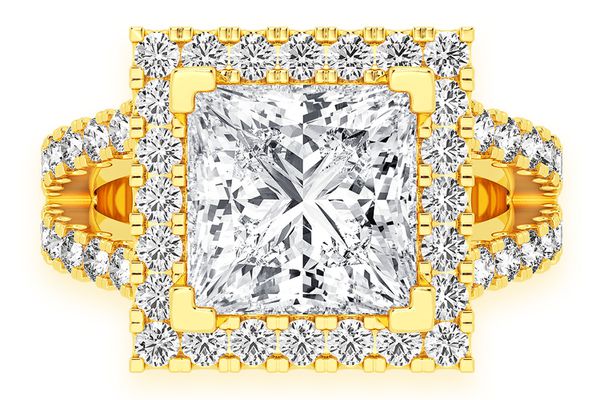 3.00ct Princess Solitaire - Two Row Split - Diamond Engagement Ring - All Natural Vs Diamonds