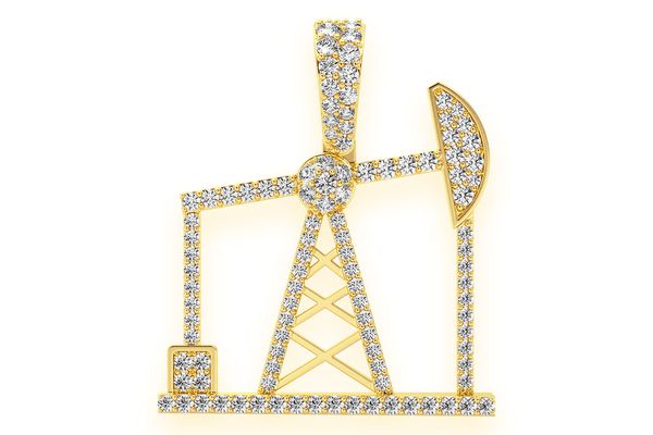 Oil Rig Diamond Pendant 14k Solid Gold 0.90ctw