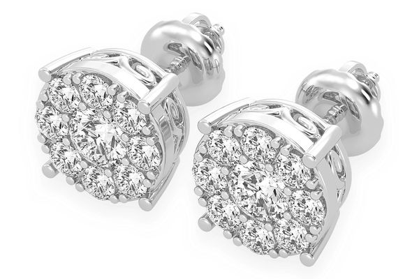 1.50ctw Mosaic Stud Diamond Earrings 14k Solid Gold