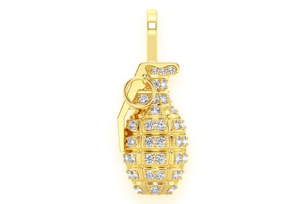 Grenade Diamond Pendant 14k Solid Gold 0.40ctw