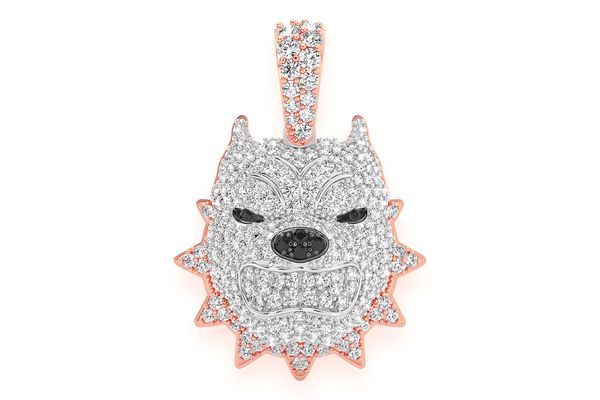 Pitbull Spiked Collar Diamond Pendant 14k Solid Gold 1.25ctw