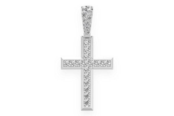 Angled Cross Diamond Pendant 14k Solid Gold 1.15ctw