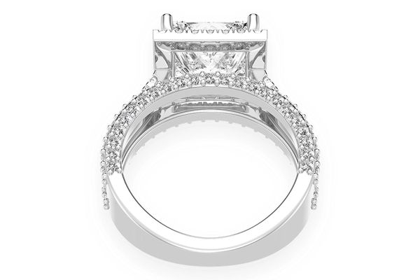 Tripp - 3.00ct Princess Solitaire - Three Row - Diamond Engagement Ring - All Natural Vs Diamonds