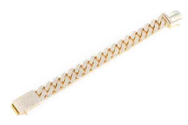 16MM Miami Cuban Diamond Bracelet 14k Solid Gold 12.25ctw