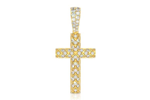 X Design Cross Pendant 14k Solid Gold 0.75ctw