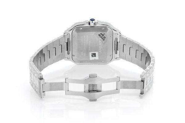 Cartier Santos De Cartier Steel 40MM (4072) - 20.50ctw Fully Iced Out