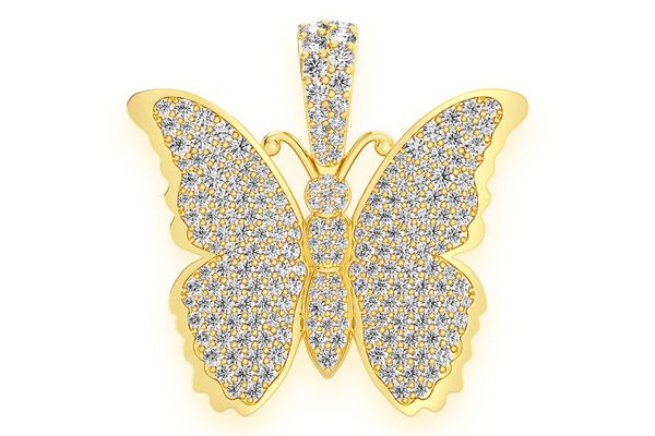 Butterfly Diamond Pendant 14k Solid Gold 2.25ctw