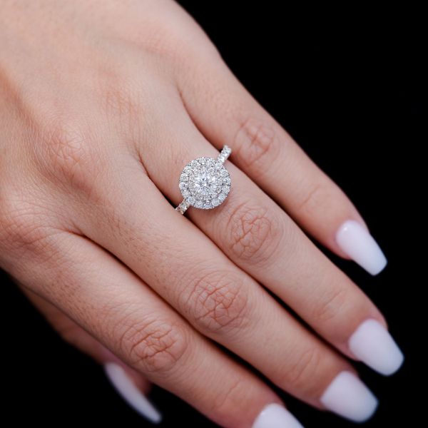 1.50ctw - Round Double Halo - Diamond Engagement Ring - All Natural