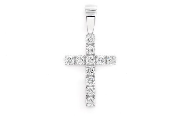 Solitaire Cross Diamond Pendant 14k Solid Gold 3.25ctw