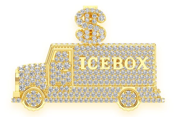 Icebox Money Truck Diamond Pendant 14k Solid Gold 1.50ctw