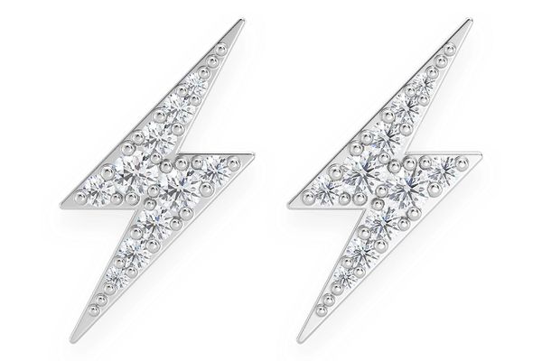 Lightning Bolt Stud Diamond Earrings 14k Solid Gold 0.25ctw