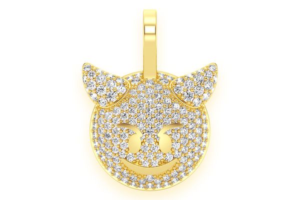 Devil Emoji Diamond Pendant 14k Solid Gold 0.50ctw