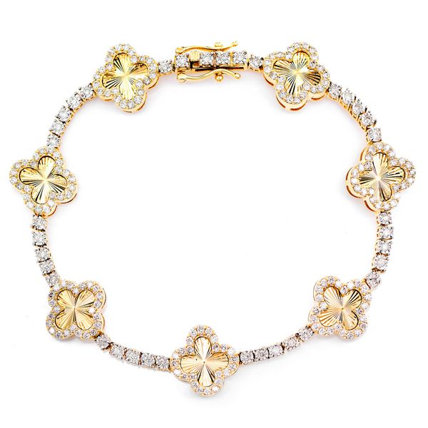 Miracle Clover Link Diamond Tennis Bracelet Solid Gold 2.00ctw