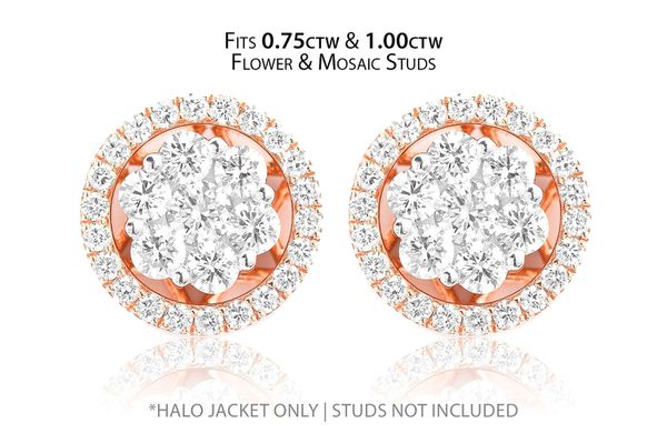 Flower & Mosaic Halo Diamond Earring Jacket 14k Solid Gold 0.50ctw