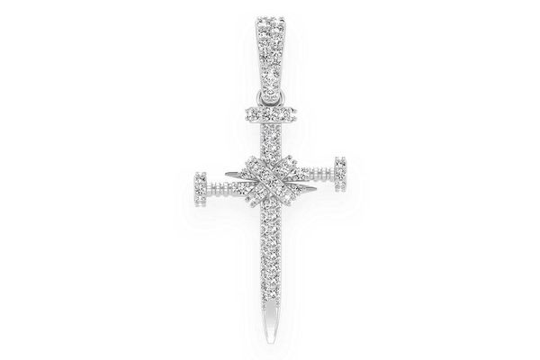 Nail Cross Diamond Pendant 14k Solid Gold 0.50ctw