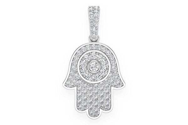 Hamsa Diamond Pendant 14k Solid Gold 0.45ctw