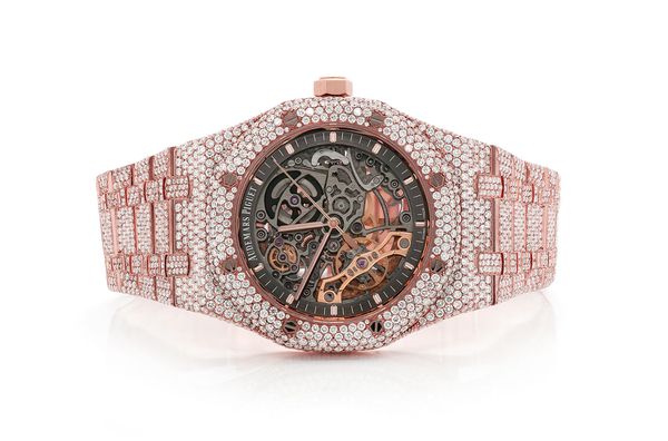 Audemars piguet royal oak rose gold iced out best sale