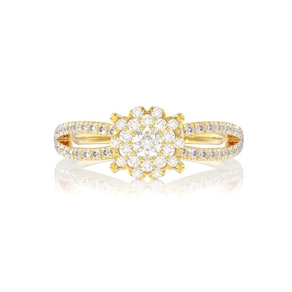 0.50ctw Flower Cluster Loop Shank Diamond Engagement Ring 14k Solid Gold - All Natural