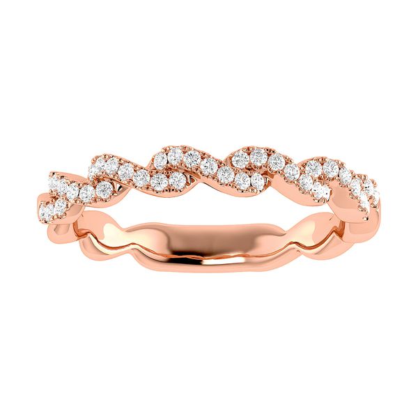 Twisted Diamond Band Ring 14k Solid Gold 0.25ctw