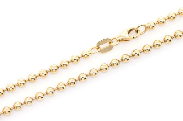 2.5MM Bead Bracelet 14k Solid Gold 