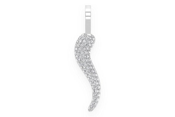 Italian Horn Diamond Pendant 14k Solid Gold 0.30ctw