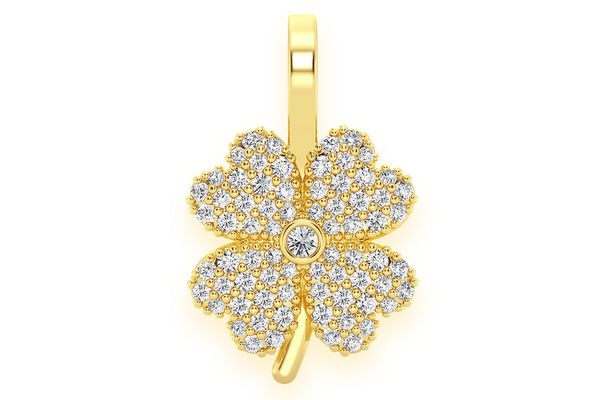 Four Leaf Clover Diamond Pendant 14k Solid Gold 0.35ctw