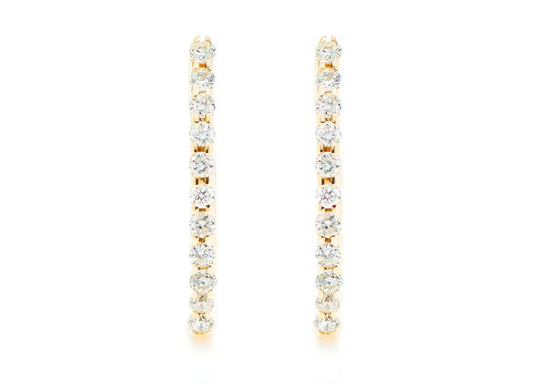 Oval Half Huggie Hoop Diamond Earrings 14k Solid Gold 0.10ctw