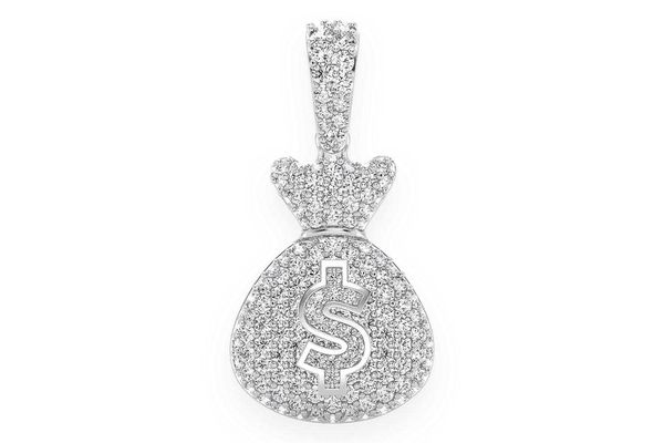 Money Bag Diamond Pendant 14k Solid Gold 1.33ctw