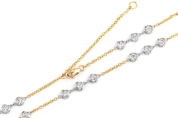 Trio Bezel Necklace 14k   3.65ctw