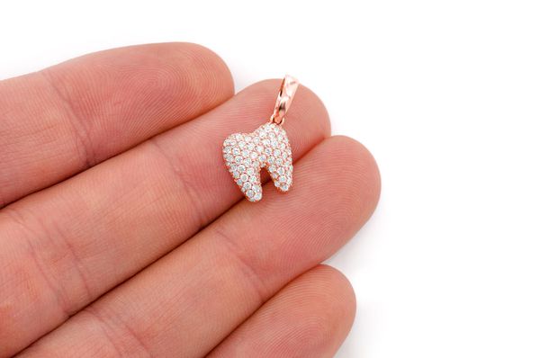 Dentist Diamond Tooth Pendant 14k Solid Gold .50ctw