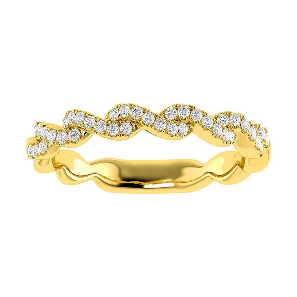 Twisted Diamond Band Ring 14k Solid Gold 0.25ctw