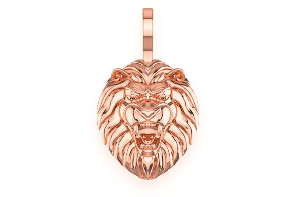 Striped Lion Pendant 14k Solid Gold 