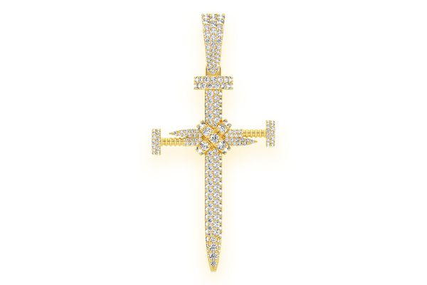 Nail Cross Diamond Pendant 14k Solid Gold 2.25ctw