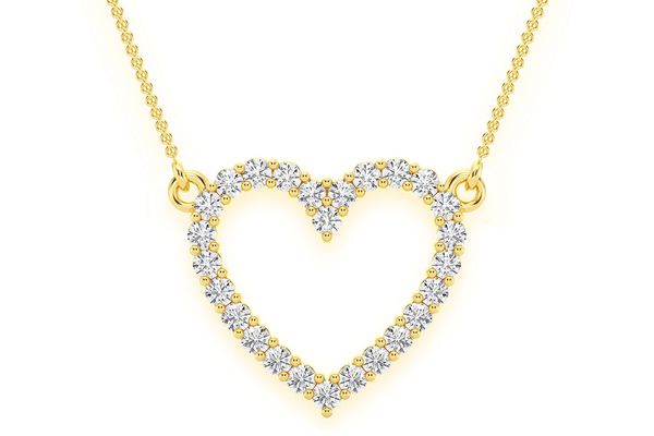 Open Heart Diamond Necklace Connected 14k Solid Gold 0.35ctw