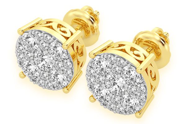 3.00ctw Mosaic Stud Diamond Earrings 14k Solid Gold