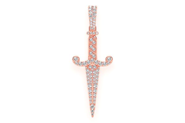 Dagger Diamond Pendant 14k Solid Gold 1.50ctw