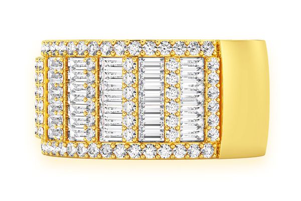 Super Baguette & Round Diamond Band 14k Solid Gold 2.75ctw 