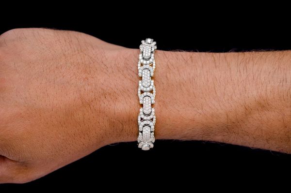 Byzantine Link Diamond Bracelet 14k Solid Gold 11.00ctw