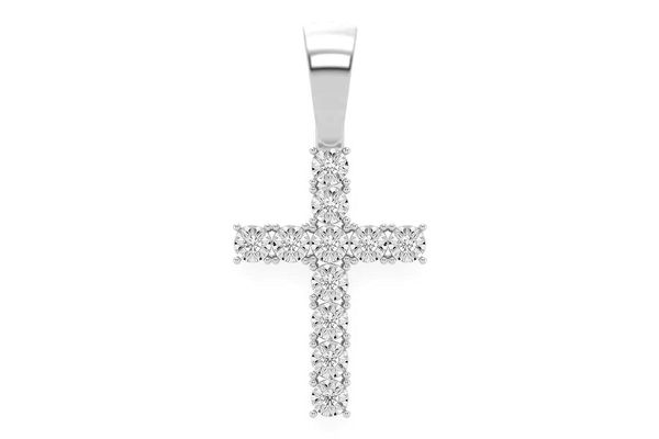 Miracle Set Cross Diamond Pendant 14k Solid Gold 0.15ctw