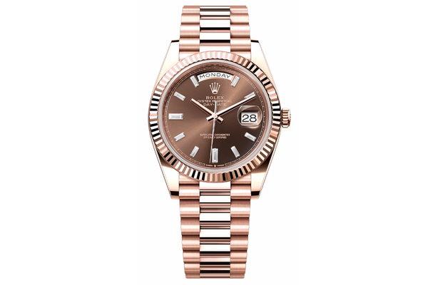 Rolex - Day Date 40 - 228235 - Rose Gold Chocolate Baguette