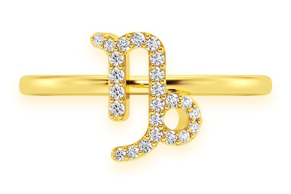 Capricorn Zodiac Diamond Ring 14k Solid Gold 0.10ctw