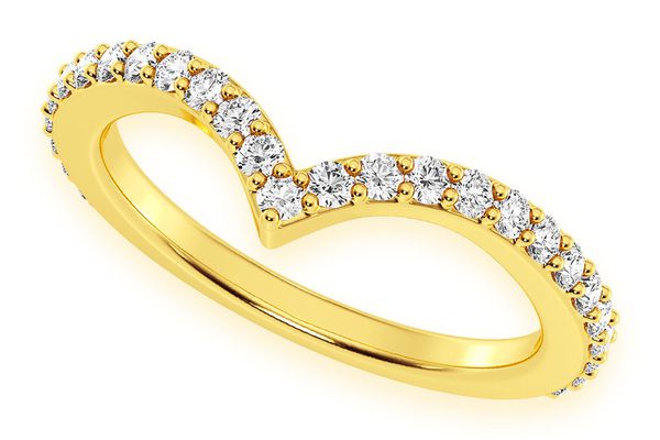 Single Row V Diamond Ring 14k Solid Gold 0.40ctw