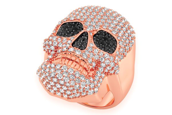 Skull Black & White Diamond Ring 14k Solid Gold 4.00ctw