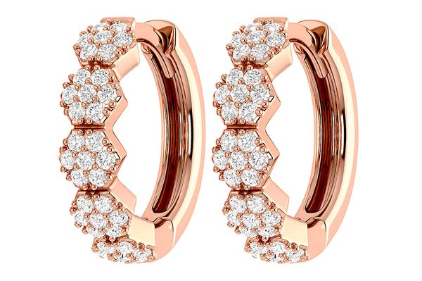 Hexagon Diamond Hoop Earrings 14k Solid Gold 0.30ctw 