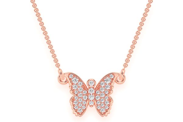 Butterfly Diamond Necklace Connected 14k Solid Gold 0.20ctw