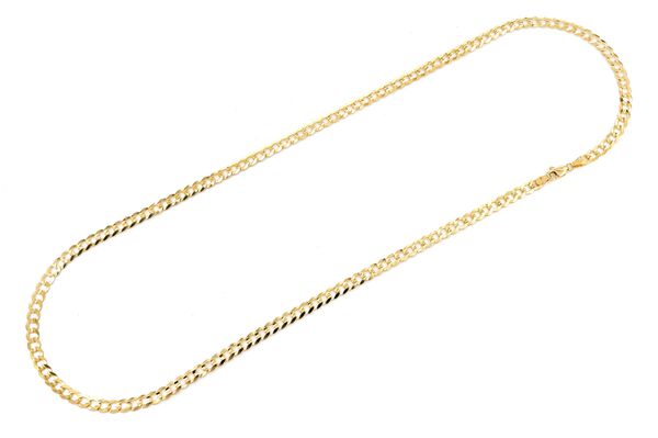 4.5MM Flat Curb Link 14k Solid Gold Chain