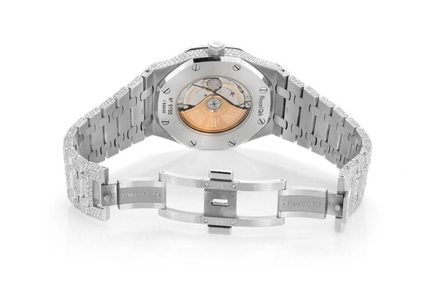 Audemars Piguet Royal Oak Steel - 21.25ctw Fully Iced Out