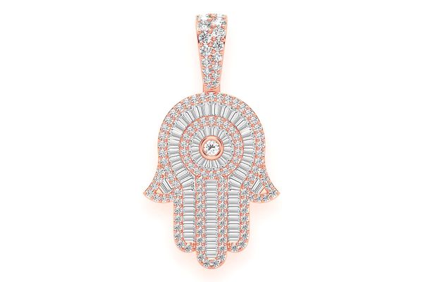 Hamsa Diamond Pendant 14k Solid Gold 2.10ctw